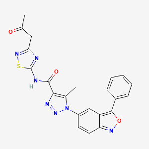 molecular formula C22H17N7O3S B11330600 5-methyl-N-[3-(2-oxopropyl)-1,2,4-thiadiazol-5-yl]-1-(3-phenyl-2,1-benzoxazol-5-yl)-1H-1,2,3-triazole-4-carboxamide 