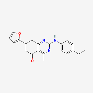 molecular formula C21H21N3O2 B11330603 2-[(4-ethylphenyl)amino]-7-(2-furyl)-4-methyl-7,8-dihydroquinazolin-5(6H)-one 