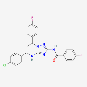 molecular formula C24H16ClF2N5O B11330607 N-[5-(4-chlorophenyl)-7-(4-fluorophenyl)-4,7-dihydro[1,2,4]triazolo[1,5-a]pyrimidin-2-yl]-4-fluorobenzamide 