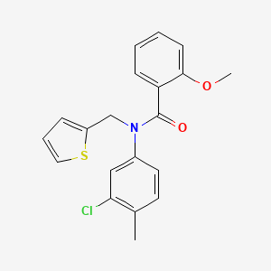 molecular formula C20H18ClNO2S B11330610 N-(3-chloro-4-methylphenyl)-2-methoxy-N-(thiophen-2-ylmethyl)benzamide 