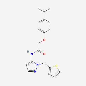 molecular formula C19H21N3O2S B11330614 2-[4-(propan-2-yl)phenoxy]-N-[1-(thiophen-2-ylmethyl)-1H-pyrazol-5-yl]acetamide 