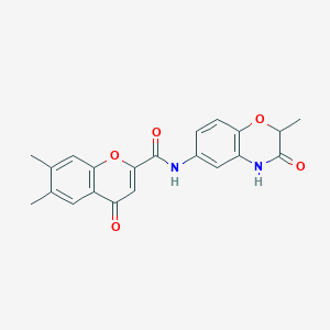 molecular formula C21H18N2O5 B11330627 6,7-dimethyl-N-(2-methyl-3-oxo-3,4-dihydro-2H-1,4-benzoxazin-6-yl)-4-oxo-4H-chromene-2-carboxamide 