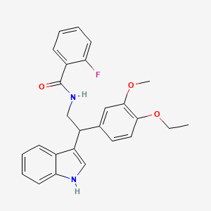 N-[2-(4-ethoxy-3-methoxyphenyl)-2-(1H-indol-3-yl)ethyl]-2-fluorobenzamide