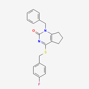 molecular formula C21H19FN2OS B11330648 1-benzyl-4-[(4-fluorobenzyl)sulfanyl]-1,5,6,7-tetrahydro-2H-cyclopenta[d]pyrimidin-2-one 