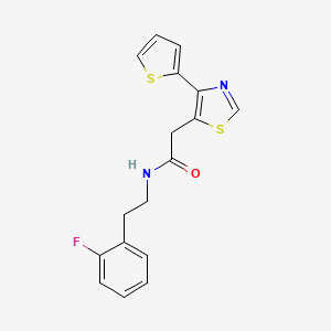 molecular formula C17H15FN2OS2 B11330663 N-(2-Fluorophenethyl)-2-(4-(thiophen-2-yl)thiazol-5-yl)acetamide 