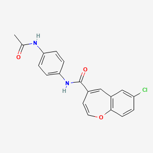 molecular formula C19H15ClN2O3 B11330689 N-[4-(acetylamino)phenyl]-7-chloro-1-benzoxepine-4-carboxamide 