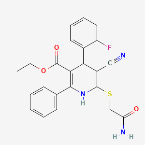 Ethyl 6-[(2-amino-2-oxoethyl)sulfanyl]-5-cyano-4-(2-fluorophenyl)-2-phenyl-1,4-dihydropyridine-3-carboxylate