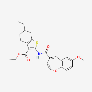 molecular formula C25H27NO5S B11330750 Ethyl 6-ethyl-2-{[(7-methoxy-1-benzoxepin-4-yl)carbonyl]amino}-4,5,6,7-tetrahydro-1-benzothiophene-3-carboxylate 