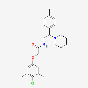 2-(4-chloro-3,5-dimethylphenoxy)-N-[2-(4-methylphenyl)-2-(piperidin-1-yl)ethyl]acetamide