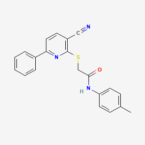 molecular formula C21H17N3OS B11330803 2-[(3-cyano-6-phenylpyridin-2-yl)sulfanyl]-N-(4-methylphenyl)acetamide 