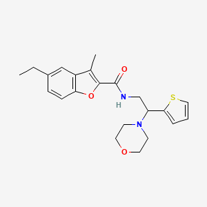 molecular formula C22H26N2O3S B11330826 5-ethyl-3-methyl-N-[2-(morpholin-4-yl)-2-(thiophen-2-yl)ethyl]-1-benzofuran-2-carboxamide 