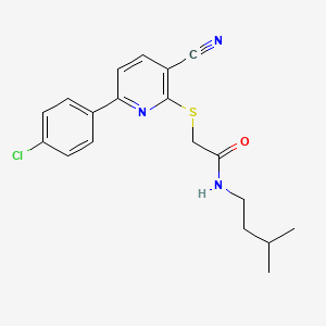 molecular formula C19H20ClN3OS B11330858 2-{[6-(4-chlorophenyl)-3-cyanopyridin-2-yl]sulfanyl}-N-(3-methylbutyl)acetamide 