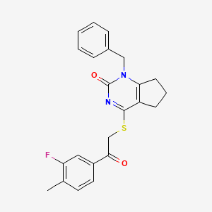 1-benzyl-4-{[2-(3-fluoro-4-methylphenyl)-2-oxoethyl]sulfanyl}-1,5,6,7-tetrahydro-2H-cyclopenta[d]pyrimidin-2-one