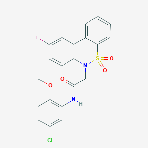 molecular formula C21H16ClFN2O4S B11330947 N-(5-chloro-2-methoxyphenyl)-2-(9-fluoro-5,5-dioxido-6H-dibenzo[c,e][1,2]thiazin-6-yl)acetamide 