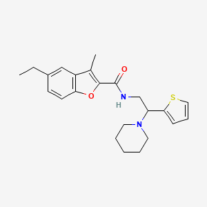 5-ethyl-3-methyl-N-[2-(piperidin-1-yl)-2-(thiophen-2-yl)ethyl]-1-benzofuran-2-carboxamide