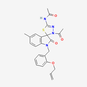 N-(3'-Acetyl-5-methyl-2-oxo-1-{[2-(prop-2-EN-1-yloxy)phenyl]methyl}-1,2-dihydro-3'H-spiro[indole-3,2'-[1,3,4]thiadiazol]-5'-YL)acetamide