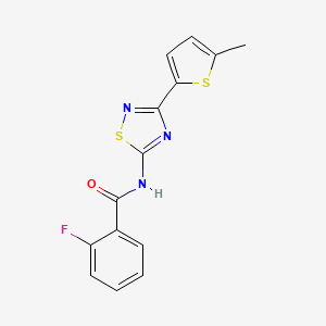 2-fluoro-N-[3-(5-methylthiophen-2-yl)-1,2,4-thiadiazol-5-yl]benzamide