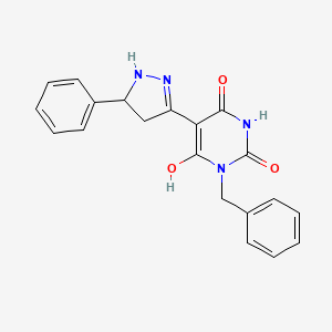 molecular formula C20H18N4O3 B11331059 (5Z)-3-benzyl-6-hydroxy-5-(5-phenylpyrazolidin-3-ylidene)pyrimidine-2,4(3H,5H)-dione 