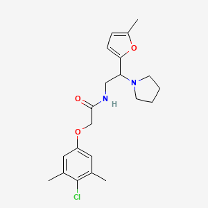 2-(4-chloro-3,5-dimethylphenoxy)-N-[2-(5-methylfuran-2-yl)-2-(pyrrolidin-1-yl)ethyl]acetamide