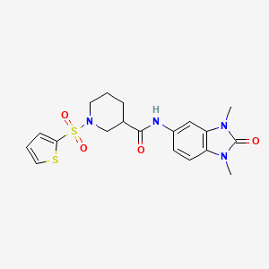 molecular formula C19H22N4O4S2 B11331148 N-(1,3-dimethyl-2-oxo-2,3-dihydro-1H-benzimidazol-5-yl)-1-(thiophen-2-ylsulfonyl)piperidine-3-carboxamide 