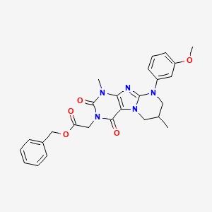 molecular formula C26H27N5O5 B11331191 benzyl 2-[9-(3-methoxyphenyl)-1,7-dimethyl-2,4-dioxo-7,8-dihydro-6H-purino[7,8-a]pyrimidin-3-yl]acetate 