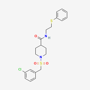 molecular formula C21H25ClN2O3S2 B11331223 1-[(3-chlorobenzyl)sulfonyl]-N-[2-(phenylsulfanyl)ethyl]piperidine-4-carboxamide 