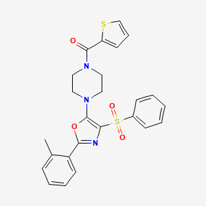 {4-[2-(2-Methylphenyl)-4-(phenylsulfonyl)-1,3-oxazol-5-yl]piperazin-1-yl}(thiophen-2-yl)methanone