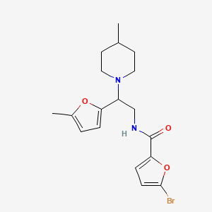 molecular formula C18H23BrN2O3 B11331303 5-bromo-N-[2-(5-methylfuran-2-yl)-2-(4-methylpiperidin-1-yl)ethyl]furan-2-carboxamide 