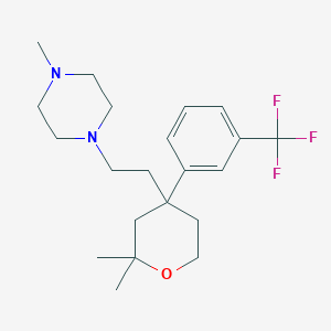 molecular formula C21H31F3N2O B11331369 1-(2-{2,2-dimethyl-4-[3-(trifluoromethyl)phenyl]tetrahydro-2H-pyran-4-yl}ethyl)-4-methylpiperazine 