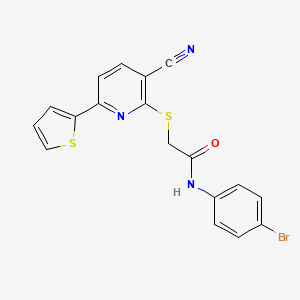 molecular formula C18H12BrN3OS2 B11331376 N-(4-bromophenyl)-2-{[3-cyano-6-(thiophen-2-yl)pyridin-2-yl]sulfanyl}acetamide 