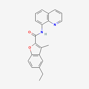 molecular formula C21H18N2O2 B11331385 5-ethyl-3-methyl-N-(quinolin-8-yl)-1-benzofuran-2-carboxamide 