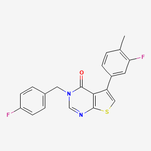 molecular formula C20H14F2N2OS B11331412 3-(4-fluorobenzyl)-5-(3-fluoro-4-methylphenyl)thieno[2,3-d]pyrimidin-4(3H)-one 