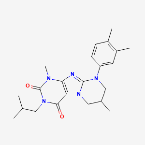 molecular formula C22H29N5O2 B11331415 9-(3,4-dimethylphenyl)-1,7-dimethyl-3-(2-methylpropyl)-6,7,8,9-tetrahydropyrimido[2,1-f]purine-2,4(1H,3H)-dione 