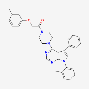 2-(3-methylphenoxy)-1-{4-[7-(2-methylphenyl)-5-phenyl-7H-pyrrolo[2,3-d]pyrimidin-4-yl]piperazin-1-yl}ethanone