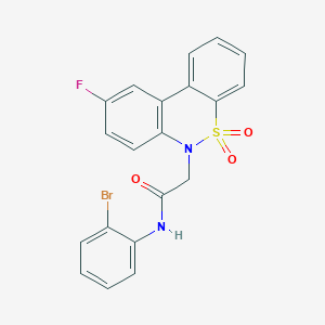 molecular formula C20H14BrFN2O3S B11331610 N-(2-bromophenyl)-2-(9-fluoro-5,5-dioxido-6H-dibenzo[c,e][1,2]thiazin-6-yl)acetamide 