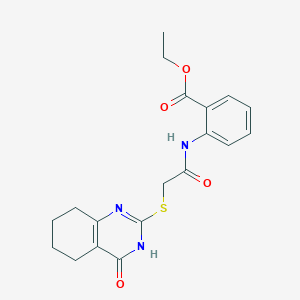 Ethyl 2-(2-((4-oxo-3,4,5,6,7,8-hexahydroquinazolin-2-yl)thio)acetamido)benzoate