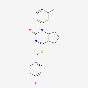 4-[(4-fluorobenzyl)sulfanyl]-1-(3-methylphenyl)-1,5,6,7-tetrahydro-2H-cyclopenta[d]pyrimidin-2-one