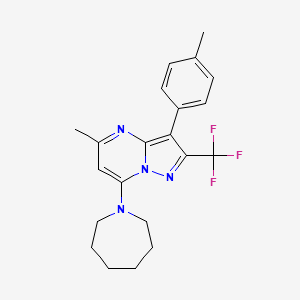 1-[5-Methyl-3-(4-methylphenyl)-2-(trifluoromethyl)pyrazolo[1,5-a]pyrimidin-7-yl]azepane