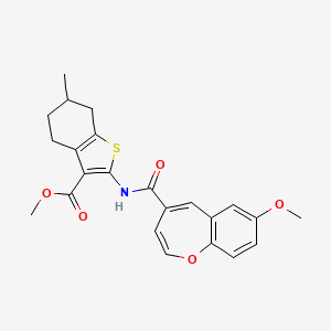 molecular formula C23H23NO5S B11331819 Methyl 2-{[(7-methoxy-1-benzoxepin-4-yl)carbonyl]amino}-6-methyl-4,5,6,7-tetrahydro-1-benzothiophene-3-carboxylate 