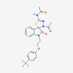 N-{3'-acetyl-1-[2-(4-tert-butylphenoxy)ethyl]-2-oxo-1,2-dihydro-3'H-spiro[indole-3,2'-[1,3,4]thiadiazol]-5'-yl}acetamide