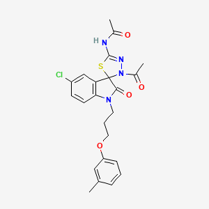 N-{3'-acetyl-5-chloro-1-[3-(3-methylphenoxy)propyl]-2-oxo-1,2-dihydro-3'H-spiro[indole-3,2'-[1,3,4]thiadiazol]-5'-yl}acetamide