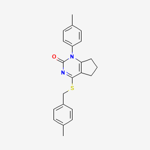 molecular formula C22H22N2OS B11331856 4-[(4-methylbenzyl)sulfanyl]-1-(4-methylphenyl)-1,5,6,7-tetrahydro-2H-cyclopenta[d]pyrimidin-2-one 