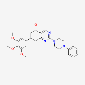 molecular formula C27H30N4O4 B11331865 2-(4-phenylpiperazin-1-yl)-7-(3,4,5-trimethoxyphenyl)-7,8-dihydroquinazolin-5(6H)-one 