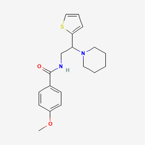 molecular formula C19H24N2O2S B11331900 4-methoxy-N-[2-(piperidin-1-yl)-2-(thiophen-2-yl)ethyl]benzamide 