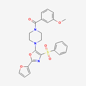 {4-[2-(Furan-2-yl)-4-(phenylsulfonyl)-1,3-oxazol-5-yl]piperazin-1-yl}(3-methoxyphenyl)methanone