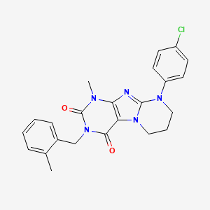 molecular formula C23H22ClN5O2 B11331978 9-(4-chlorophenyl)-1-methyl-3-[(2-methylphenyl)methyl]-7,8-dihydro-6H-purino[7,8-a]pyrimidine-2,4-dione 