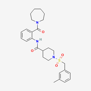 molecular formula C27H35N3O4S B11331998 N-[2-(azepan-1-ylcarbonyl)phenyl]-1-[(3-methylbenzyl)sulfonyl]piperidine-4-carboxamide 