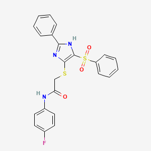 N-(4-fluorophenyl)-2-{[2-phenyl-4-(phenylsulfonyl)-1H-imidazol-5-yl]sulfanyl}acetamide