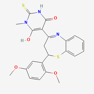 (5Z)-5-[2-(2,5-dimethoxyphenyl)-2,3-dihydro-1,5-benzothiazepin-4(5H)-ylidene]-1-methyl-2-thioxodihydropyrimidine-4,6(1H,5H)-dione