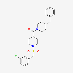 molecular formula C25H31ClN2O3S B11332028 (4-Benzylpiperidin-1-yl){1-[(3-chlorobenzyl)sulfonyl]piperidin-4-yl}methanone 